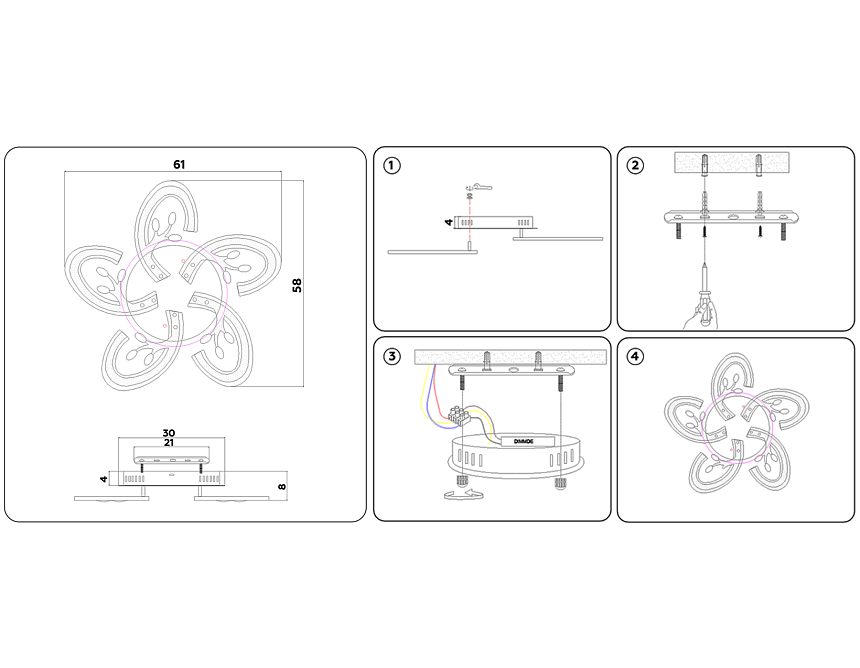 FA512/5 WH белый 120W 610*580*80 (ПДУ РАДИО 2.4G)